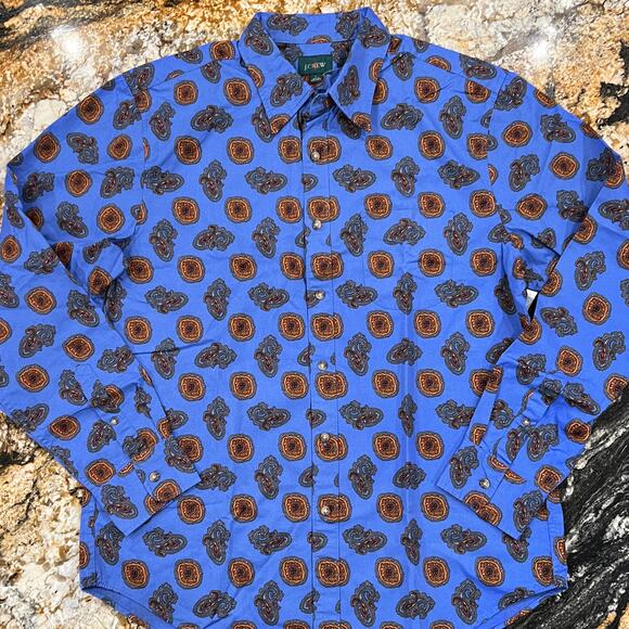 NWT J. Crew Men's Blue Multi Blake Paisley Vintage Twill Shirt - Picture 3 of 7